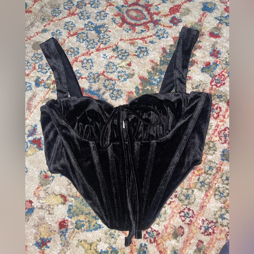 TIC TOC Black Velvet Corset Top